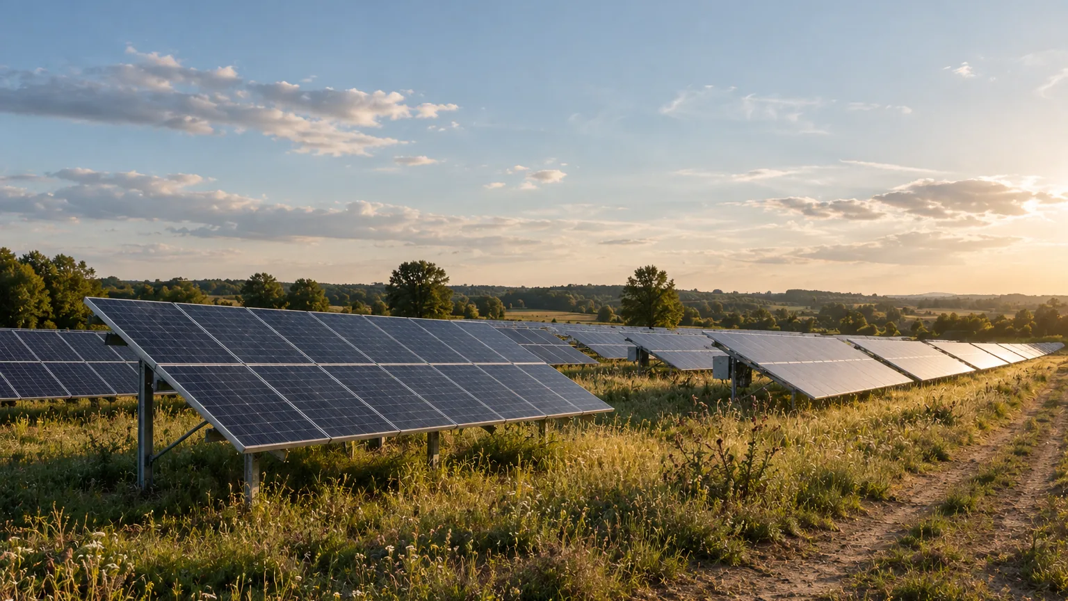 Freiflächen-PV Anlage auf einer offenen Fläche